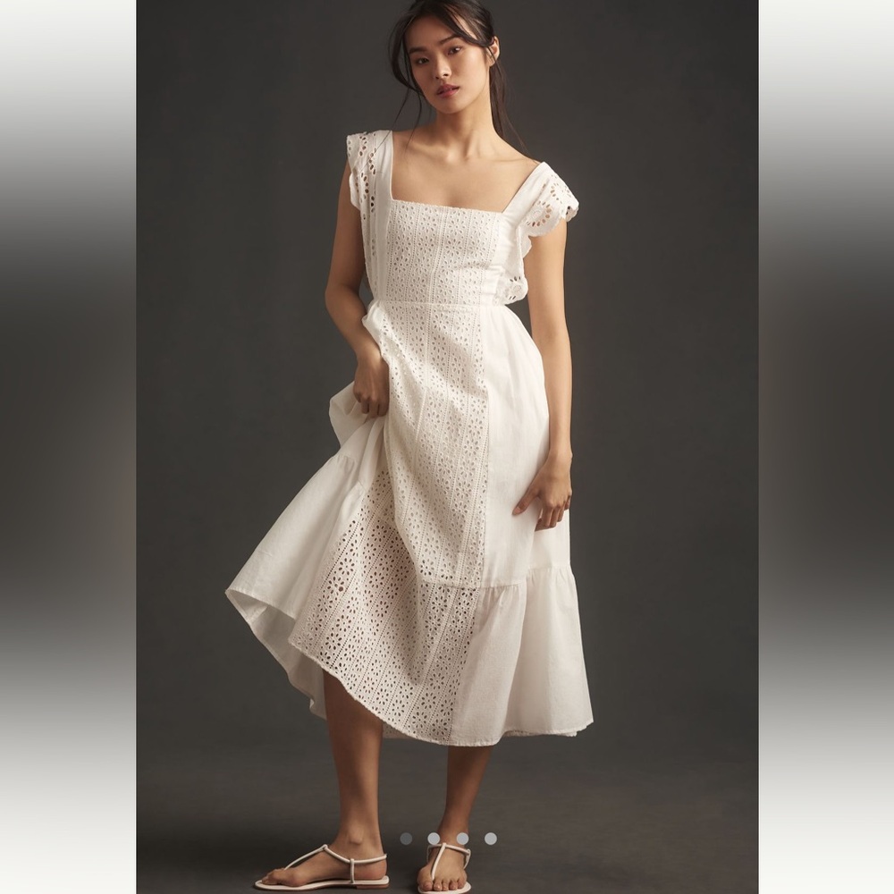 English Factory White Eyelet Midi Dress